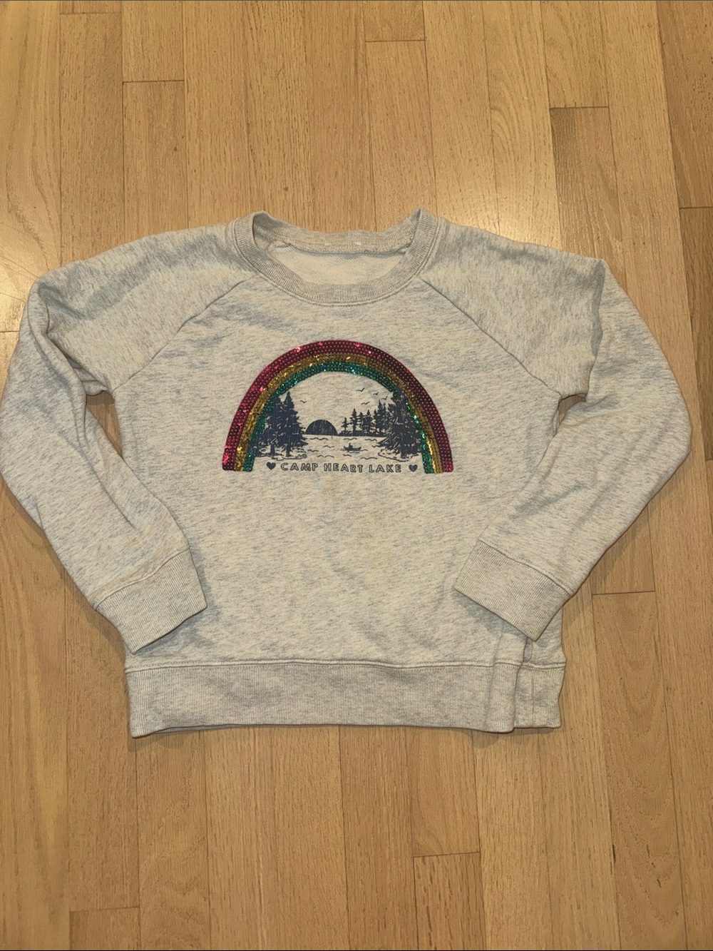 J. Crew Camp Sweatshirt with Multicolor Sequin Rainbow